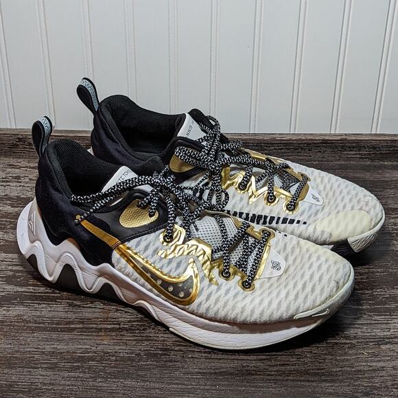 Nike Men\'s White Black Gold Giannis Immortality Basketball Shoe Size 14